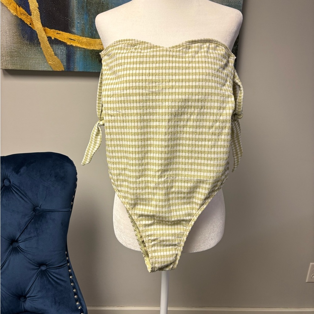 Billabong Yellow Checkered One Piece Swimsuit